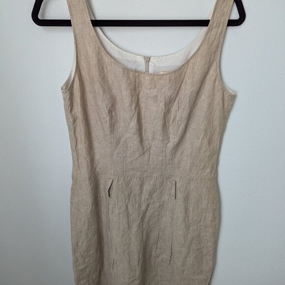 St. Emile Women's Linen Gold Sleeveless Dress, 10 - Picture 2 of 5